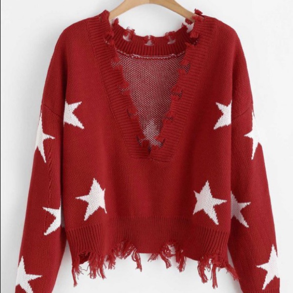 Red and white star sweater